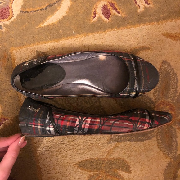Coach Grey and Red Plaid Flats - Picture 2 of 4
